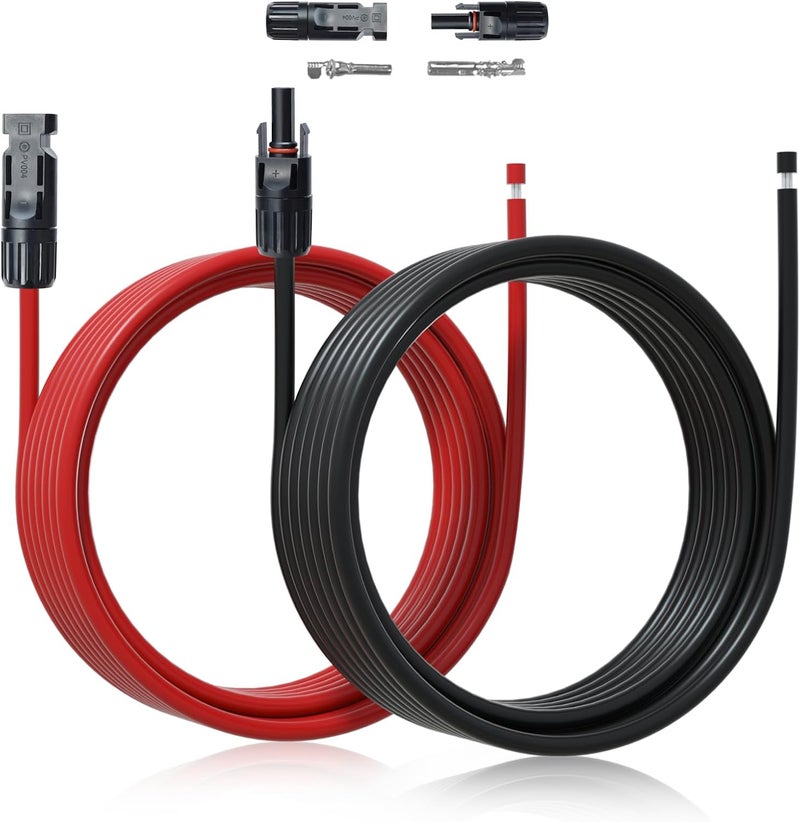 ECO-WORTHY 20FT 10AWG Solar Extension Cable 30A/1000V DC, IP67 Waterproof with Compatible Quick Connectors (Red+Black) for Solar Panels, Controllers, Off-Grid Systems - Image 1